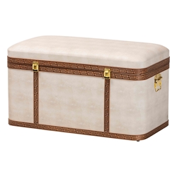 Baxton Studio Brenner Modern Transitional Beige Faux Shagreen Storage Trunk